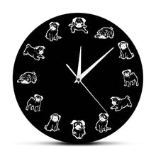 Load image into Gallery viewer, Black and White Pug Love Wall Clock-Home Decor-Dogs, Home Decor, Pug, Wall Clock-No Frame-1