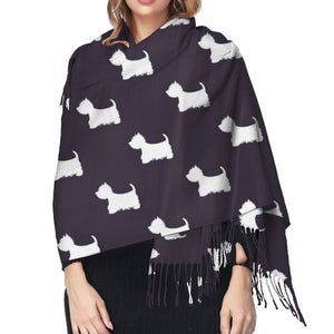 Image of a girl weariing West Highland Terrier shawl