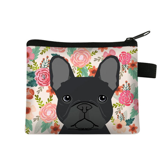 Black French Bulldog in Bloom Coin Purse-Accessories-Accessories, Bags, Dogs, French Bulldog-1