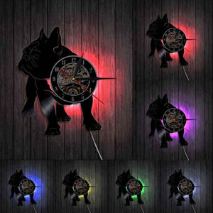Black French Bulldog Love Vinyl Wall Clock-Home Decor-Dogs, French Bulldog, Home Decor, Wall Clock-With LED-2