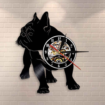Black French Bulldog Love Vinyl Wall Clock Without Led 360x