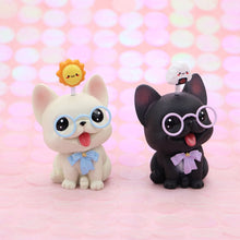 Load image into Gallery viewer, Image of two smiling french bulldog bobbleheads in the color white and black