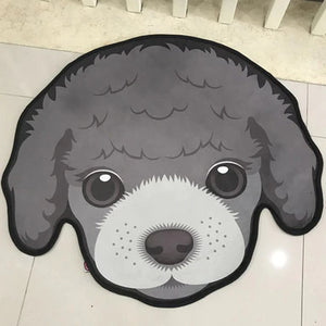 Image of a super cute black poodle rug in black poodle face