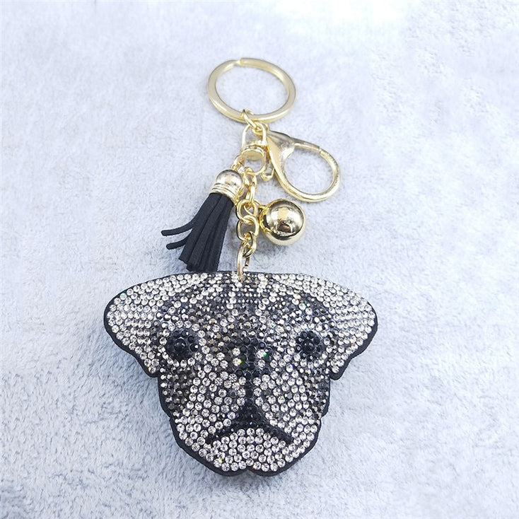 Image of a beautiful black pug keychain