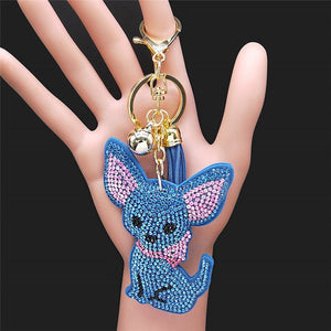 Blingy Chihuahua Stone-Studded Keychains-Accessories-Accessories, Chihuahua, Dogs, Keychain-Blue-2