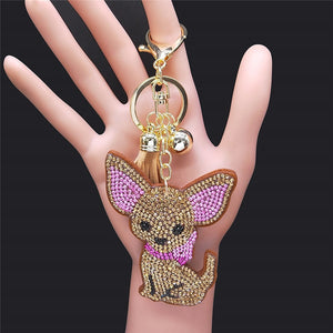 Blingy Chihuahua Stone-Studded Keychains-Accessories-Accessories, Chihuahua, Dogs, Keychain-Fawn-3
