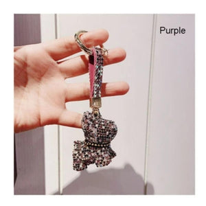 Blingy French Bulldogs Stone-Studded Keychains-Accessories-Accessories, Dogs, French Bulldog, Keychain-Purple-12