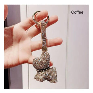 Blingy French Bulldogs Stone-Studded Keychains-Accessories-Accessories, Dogs, French Bulldog, Keychain-Coffee-13