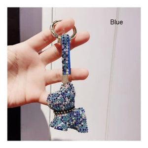 Blingy French Bulldogs Stone-Studded Keychains-Accessories-Accessories, Dogs, French Bulldog, Keychain-Blue-14