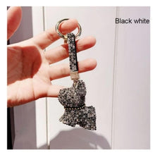 Load image into Gallery viewer, Blingy French Bulldogs Stone-Studded Keychains-Accessories-Accessories, Dogs, French Bulldog, Keychain-Black White-7