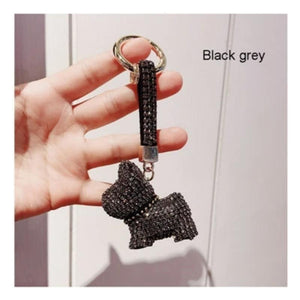 Blingy French Bulldogs Stone-Studded Keychains-Accessories-Accessories, Dogs, French Bulldog, Keychain-Black Grey-8