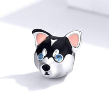 Load image into Gallery viewer, Blue Eyed Husky Silver Charm BeadDog Themed Jewellery