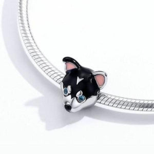 Blue Eyed Husky Silver Charm BeadDog Themed Jewellery