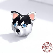 Load image into Gallery viewer, Blue Eyed Husky Silver Charm BeadDog Themed Jewellery