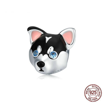Blue Eyed Husky Silver Charm Bead Dog Themed Jewellery Bamoer 766855 360x