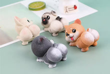 Load image into Gallery viewer, Back image of four smiling dog bobbleheads in the the cutest bobble-butt design including Pug, Frenchie, Husky, and Corgi boblehead
