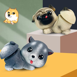 Image of a Husky and Pug car bobblehead in the cutest bobble-butt design