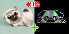 Load image into Gallery viewer, Image of a pug bobblehead and pug car sticker bundle