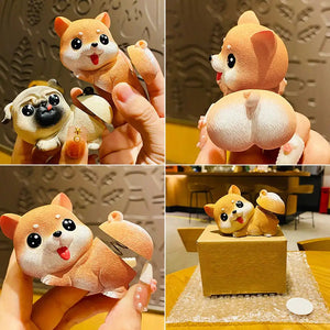 Image of the collage of Shiba Inu and Pug bobblehead in the the cutest bobble-butt design