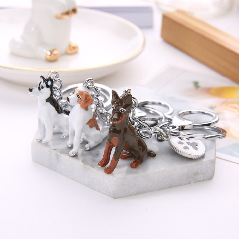 Flyingforest Border Collie Love 3D Metal Keychain Papillon