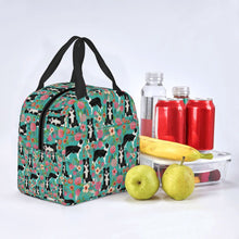 Load image into Gallery viewer, Image of an insulated Border Collie lunch bag in bloom design
