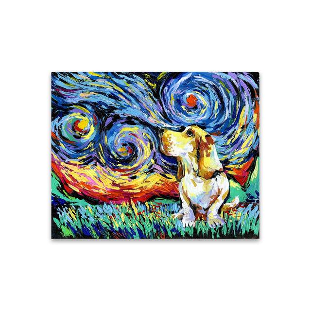 Border Collie Under the Night Sky Canvas Print Poster-Home Decor-Border Collie, Dogs, Home Decor, Poster-8x10-Basset Hound-4