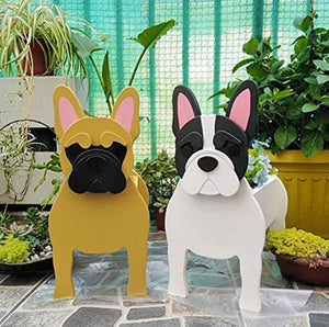 Image of a boston terrier and french bulldog flower pot