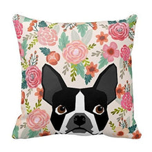 Load image into Gallery viewer, Image of a boston terrier pillow case in the cutest Boston Terrier in bloom print