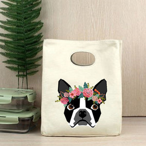 Image of a boston terrier bag in boston terrier in bloom design