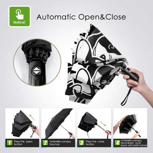 Image of an automatic boston terrier umbrella open and close feature