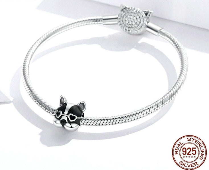 Boston Terrier Love Silver Charm BeadDog Themed Jewellery