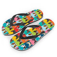 Load image into Gallery viewer, Image of boston terrier slippers in rainbow design