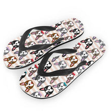 Load image into Gallery viewer, Image of boston terrier flip flops