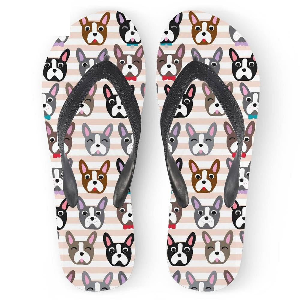 Image of boston terrier slippers in pastel design