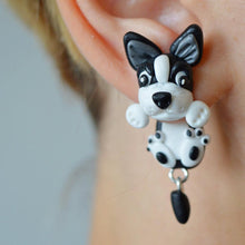 Load image into Gallery viewer, Boston Terrier Love Handmade Polymer Clay EarringsDog Themed Jewellery