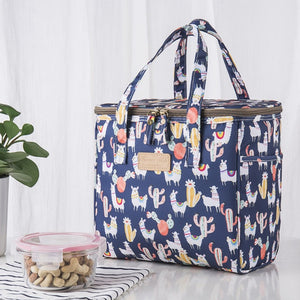 Boston Terrier Love Large Insulated Picnic Bag-Accessories-Accessories, Bags, Boston Terrier, Dogs-Alpacas and Cacti - Navy Blue BG-4