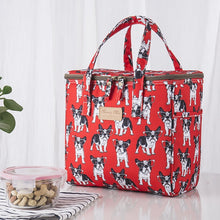 Load image into Gallery viewer, Boston Terrier Love Large Insulated Picnic Bag-Accessories-Accessories, Bags, Boston Terrier, Dogs-Boston Terriers - Red BG-1