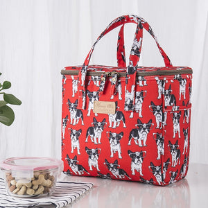 Boston Terrier Love Large Insulated Picnic Bag-Accessories-Accessories, Bags, Boston Terrier, Dogs-Boston Terriers - Red BG-1