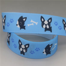 Load image into Gallery viewer, Boston Terrier Love Printed Grosgrain Ribbon Roll-Accessories-Accessories, Boston Terrier, Dogs, Ribbon Roll-Boston Terrier - Blue BG-0.35” inches or 0.9 cm-2