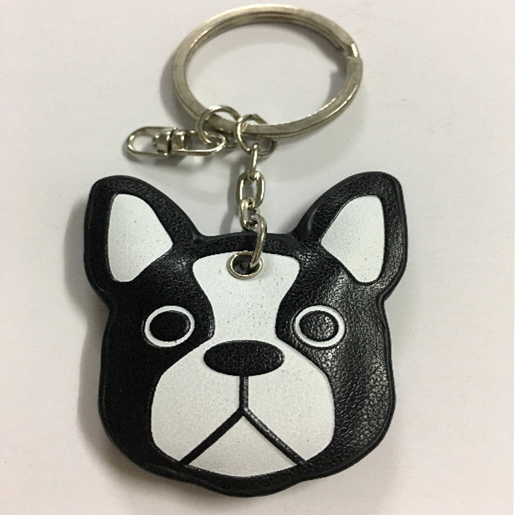 sollys Abe Portræt Boston Terrier Love PU Leather Keychain