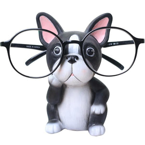 Image of an adorable boston terrier glasses holder