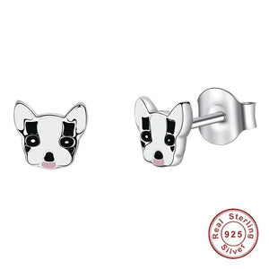 Boston Terrier Love Silver and Enamel Earrings-Dog Themed Jewellery-Boston Terrier, Dogs, Earrings, Jewellery-2