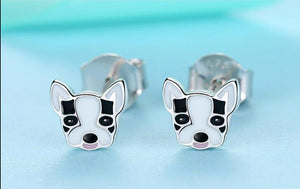 Boston Terrier Love Silver and Enamel Earrings-Dog Themed Jewellery-Boston Terrier, Dogs, Earrings, Jewellery-4