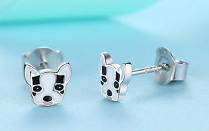 Boston Terrier Love Silver and Enamel Earrings-Dog Themed Jewellery-Boston Terrier, Dogs, Earrings, Jewellery-6