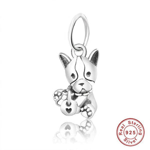Image of a boston terrier pendant made with 925 sterling silver