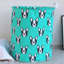 Load image into Gallery viewer, Image of a green color boston terrier laundry basket