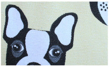 Load image into Gallery viewer, Close up image of a cream color boston terrier laundry basket