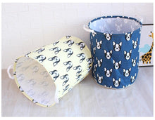 Load image into Gallery viewer, Image of a cream and blue color boston terrier laundry basket