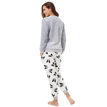 Load image into Gallery viewer, Back image of a girl wearing boston terrier pajamas for women in the cutest warm fleece fabric
