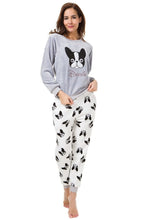 Load image into Gallery viewer, Image of a girl wearing boston terrier pj set in the cutest warm fleece fabric